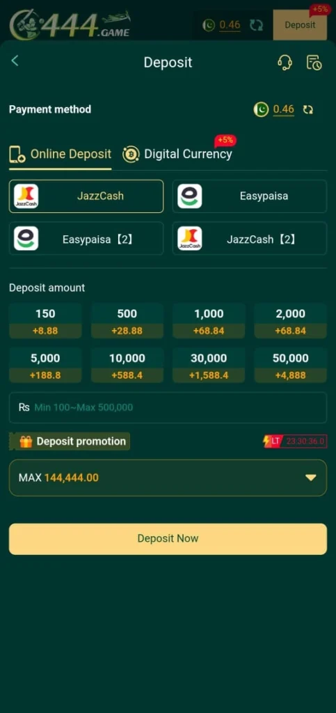 deposit options