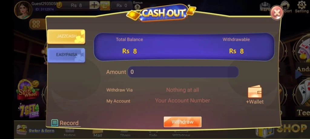 withdraw 3Card Heroes