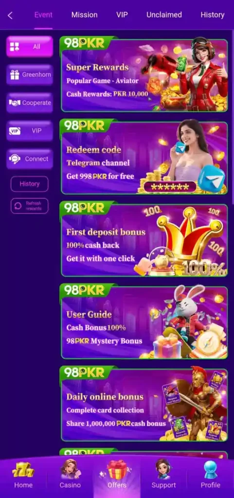 Events and missions in 98 PKR Game