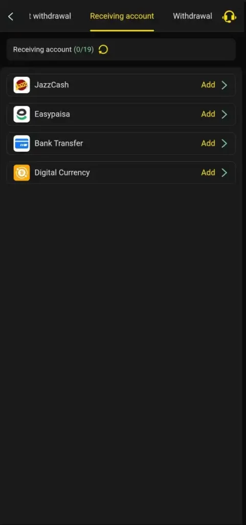 Receiving account in Pak804 Game.