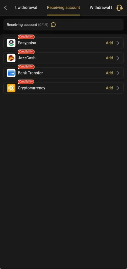 Withdraw method in PK 98 Game