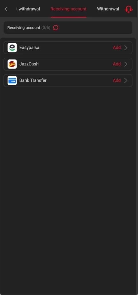 Withdrawal method in ZC777 Game.