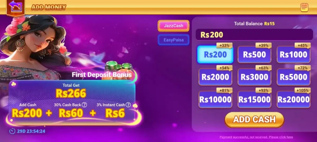 Deposit system in M Jispin Game.