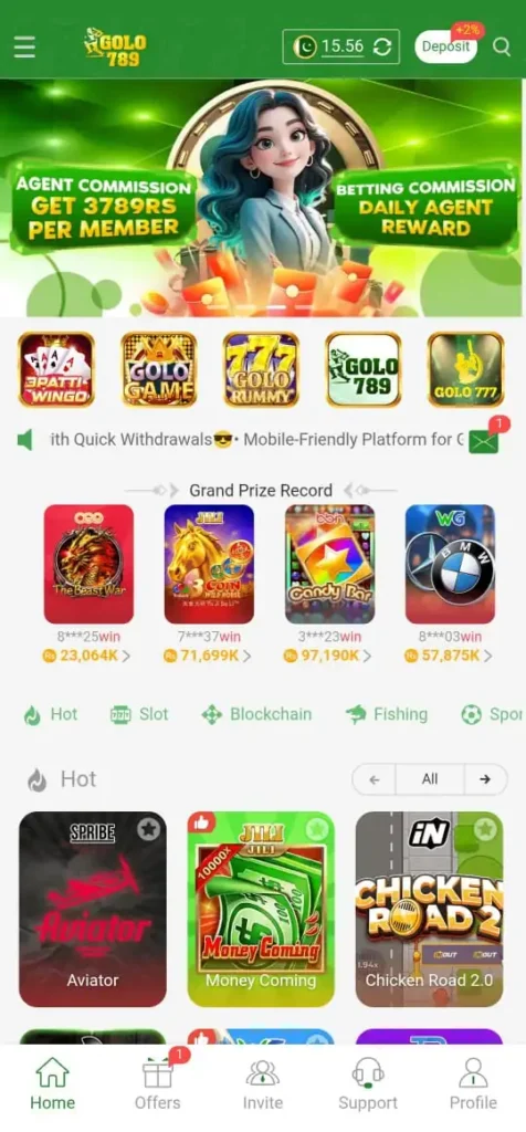 Home page of GOLO789 Game.