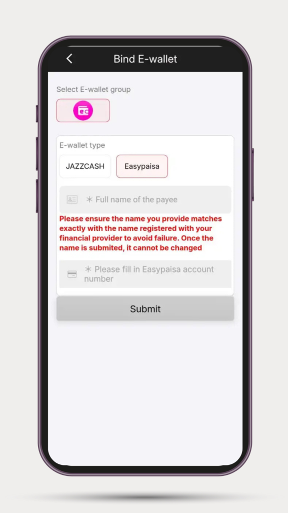 Withdraw method in Win Rupees Game.