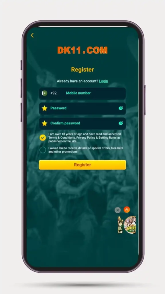 Register method in DK11 Game.