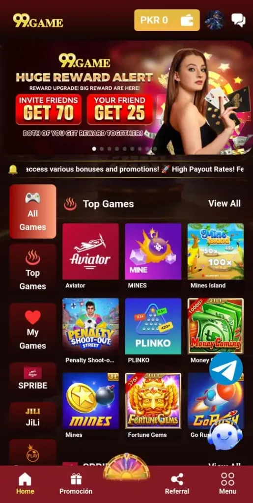 Home page of 99Game.